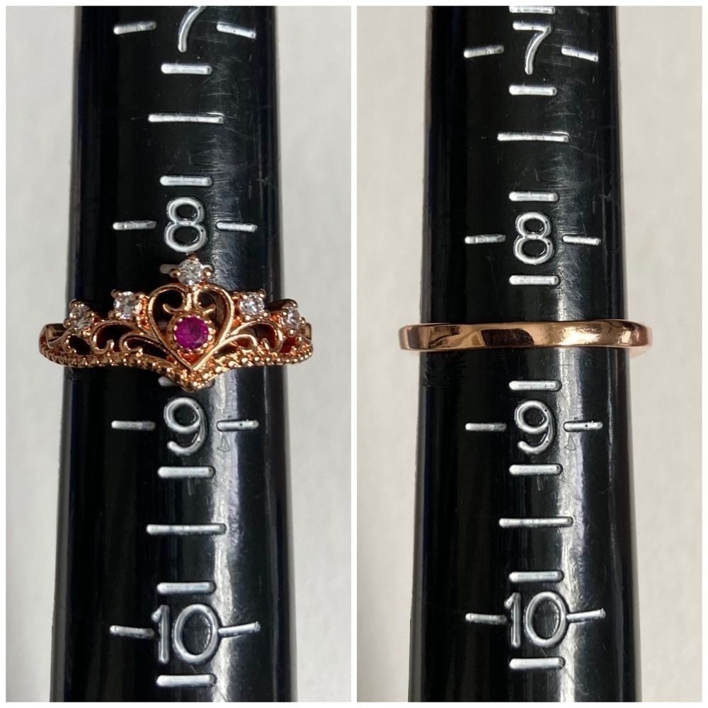 Size 8.5 Pink Sapphire Rose Gold Princess Crown Ring - Picture 6 of 7